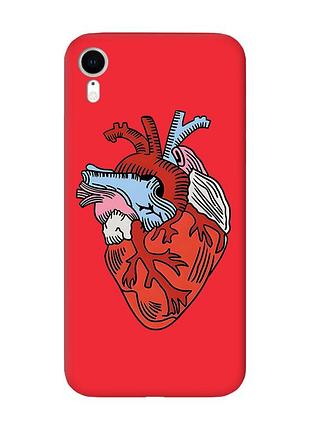 Матовый чехол с красными боками на apple iphone xr :: сердце анатомическое (принт 250)