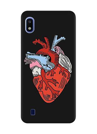 Матовый чехол с черными боками на samsung galaxy a10 (2019) a105 :: сердце анатомическое (принт 250)