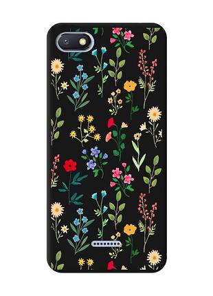 Матовий чохол з чорними боками на xiaomi redmi 6a :: квітковий фон (принт 269)