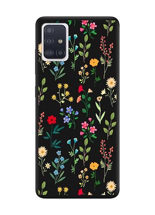 Матовый чехол с черными боками на samsung galaxy a71/a715 :: цветочный фон (принт 269)