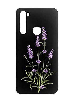 Матовый чехол с черными боками на xiaomi redmi note 8 :: веточки лаванды (принт 266)