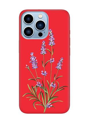 Матовый чехол с красными боками на apple iphone 13 pro max :: веточки лаванды (принт 266)