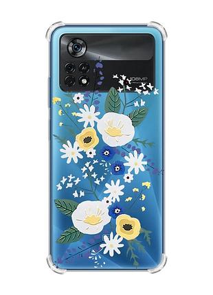 Чехол с утолщёнными углами для xiaomi poco x4 pro 5g :: цветы. акварель (принт 271)