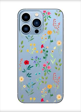 Прозрачный чехол на apple iphone 13 pro max :: цветочный фон (принт 269)