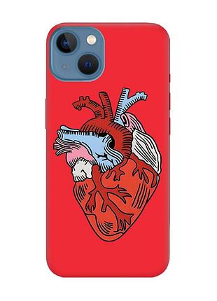 Матовий чохол з червоними боками на apple iphone 13 :: серце анатомічне (принт 250)