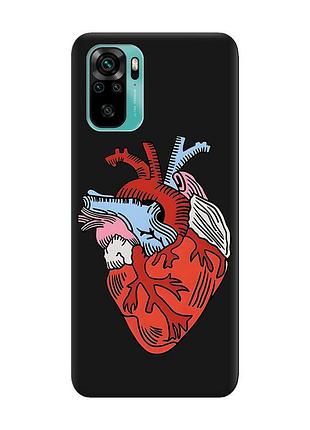 Матовый чехол с черными боками на xiaomi redmi note 10/note 10s :: сердце анатомическое (принт 250)