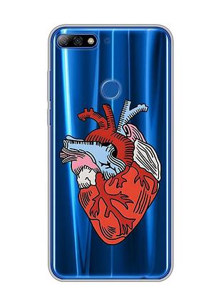 Прозрачный чехол на huawei y7 2018 / y7 prime 2018 :: сердце анатомическое (принт 250)