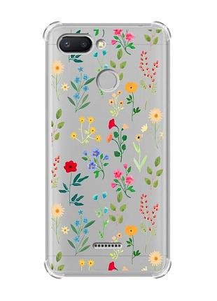 Чохол із потовщеними кутами для xiaomi redmi 6 :: квітковий фон (принт 269)