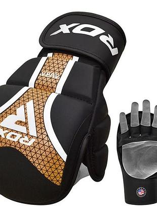 Перчатки для мма (греплинговые перчатки) rdx shooter aura plus t-17 black golden l