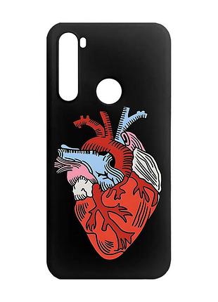 Матовый чехол с черными боками на xiaomi redmi note 8 :: сердце анатомическое (принт 250)