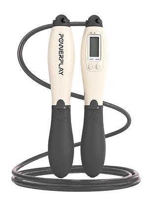 Скакалка со счетчиком powerplay 4216 jump rope черно-белая 2.8 см.
