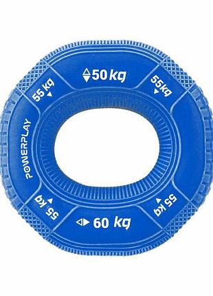 Еспандер кистьовий силіконовий powerplay pp-4331 hand grip hard 50-55-60 кг. темно синій