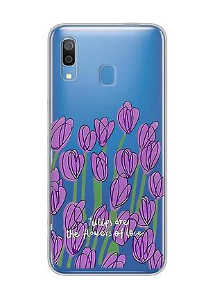 Прозрачный чехол для samsung galaxy a30 (2019)/a20 (2019) тюльпаны (принт 265)