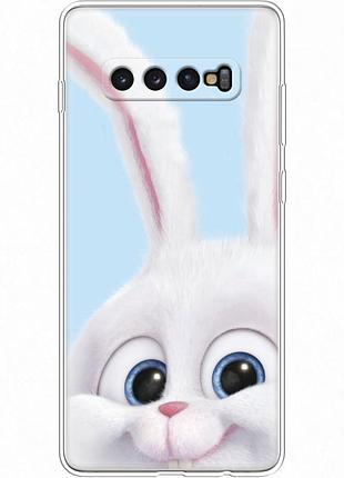 Чехол силиконовый с картинкой на samsung galaxy s10 plus (g975) (кролик снежок)