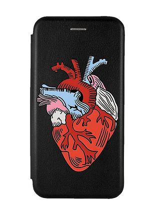 Чехол-книжка с рисунком для samsung galaxy a03s черный :: сердце анатомическое (принт 250)
