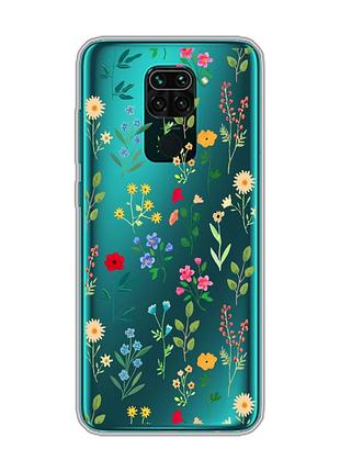 Прозрачный чехол на xiaomi redmi note 9 :: цветочный фон (принт 269)