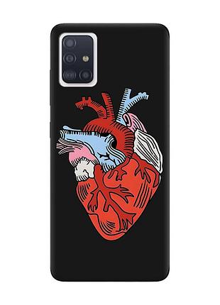 Матовый чехол с черными боками на samsung galaxy a71/a715 :: сердце анатомическое (принт 250)