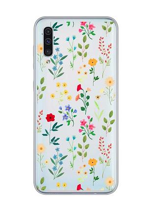 Прозрачный чехол на samsung galaxy a50 (2019) a505 :: цветочный фон (принт 269)