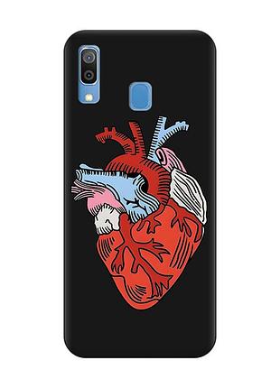 Матовый чехол с черными боками на samsung galaxy a30 (2019)/a20 (2019) :: сердце анатомическое (принт 250)