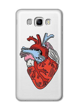 Прозрачный чехол на samsung galaxy j7(2016) j710 :: сердце анатомическое (принт 250)