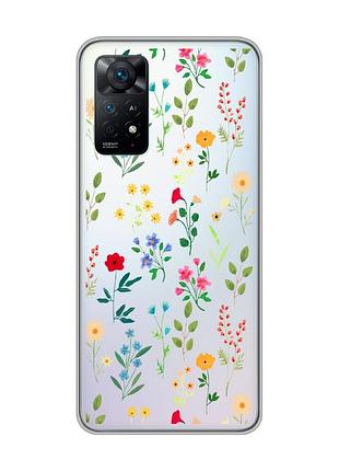 Прозрачный чехол на xiaomi redmi note 11 pro/12 pro 4g :: цветочный фон (принт 269)