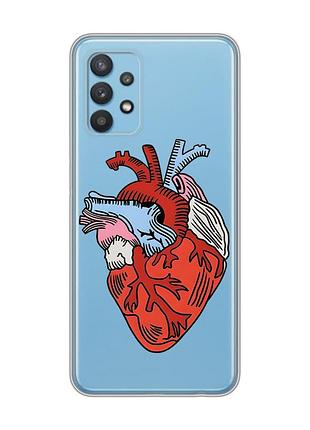 Прозрачный чехол на samsung galaxy a32 :: сердце анатомическое (принт 250)
