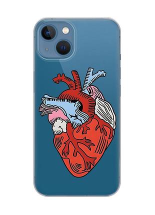 Прозрачный чехол на apple iphone 13 :: сердце анатомическое (принт 250)