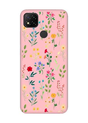 Матовий чохол з рожевими боками на xiaomi redmi 9c/10a :: квітковий фон (принт 269)