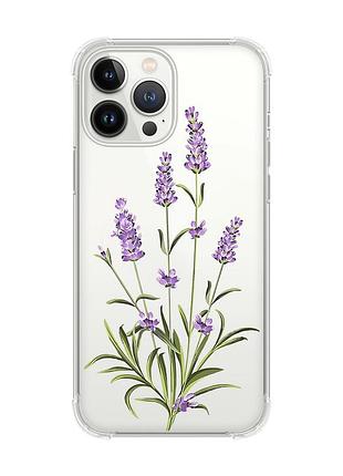 Чохол із потовщеними кутами на iphone 14 pro max :: гілочки лаванди (принт 266)
