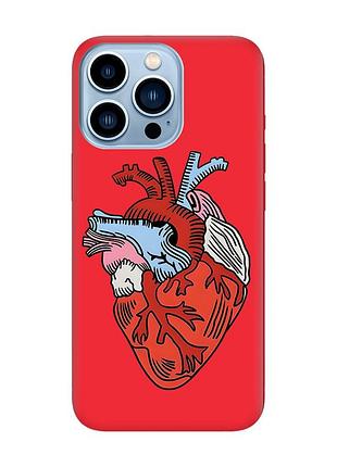 Матовый чехол с красными боками на apple iphone 13 pro max :: сердце анатомическое (принт 250)