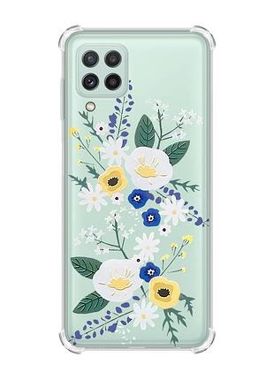 Чехол с утолщёнными углами на samsung galaxy a22 4g/m32/m22 :: цветы. акварель (принт 271)