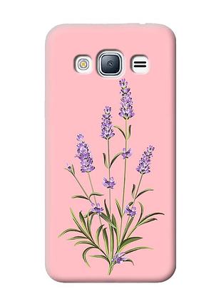 Матовый чехол с розовыми боками на samsung galaxy j3/j310 :: веточки лаванды (принт 266)