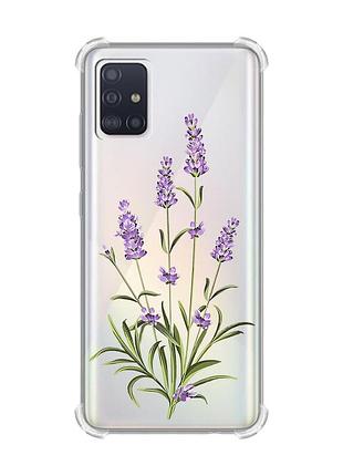 Чехол с утолщёнными углами на samsung galaxy a71 / a715 :: веточки лаванды (принт 266)