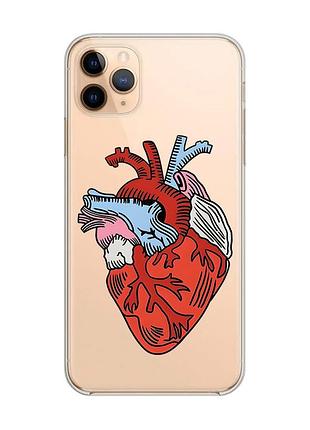Прозрачный чехол на apple iphone 11 pro max (6,5) :: сердце анатомическое (принт 250)