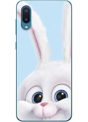 Чехол силиконовый с картинкой на samsung galaxy a02 (a022) (кролик снежок)