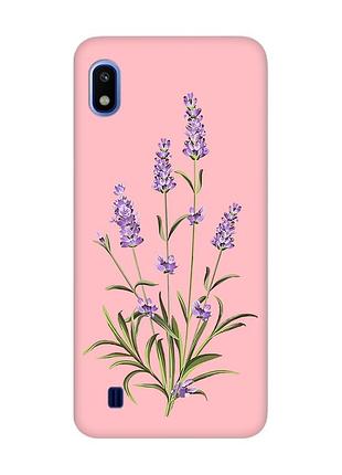 Матовый чехол с розовыми боками на samsung galaxy a10 (2019) a105 :: веточки лаванды (принт 266)