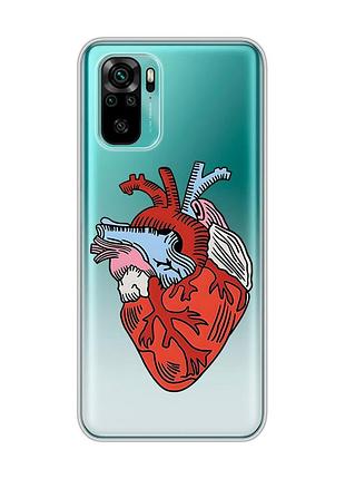 Прозорий чохол на xiaomi redmi note 10 / note 10s :: серце анатомічне (принт 250)