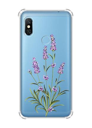 Чохол з потовщеними кутами на xiaomi redmi note 6 pro :: гілочки лаванди (принт 266)