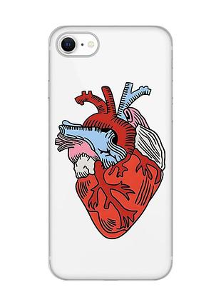 Прозрачный чехол на iphone se 2020 :: сердце анатомическое (принт 250)