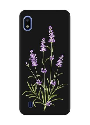 Матовый чехол с черными боками на samsung galaxy a10 (2019) a105 :: веточки лаванды (принт 266)