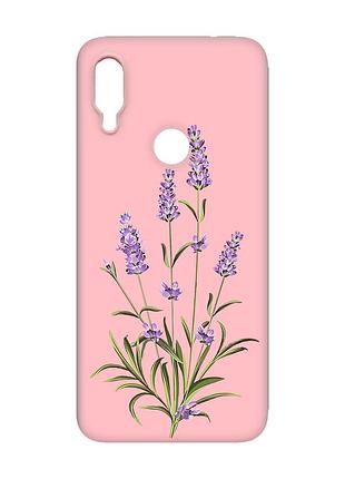 Матовий чохол з рожевими боками на xiaomi redmi note 7/note 7 pro :: гілочки лаванди (принт 266)