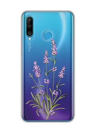 Прозорий чохол на huawei p30 lite :: гілочки лаванди (принт 266)