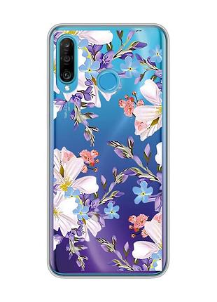Прозрачный чехол на huawei p30 lite :: цветочный рисунок (принт 272)
