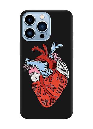 Матовий чохол з чорними боками на apple iphone 13 pro max :: серце анатомічне (принт 250)