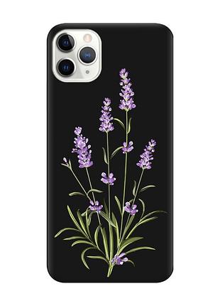 Матовый чехол с черными боками на iphone 11 pro max (6.5) :: веточки лаванды (принт 266)