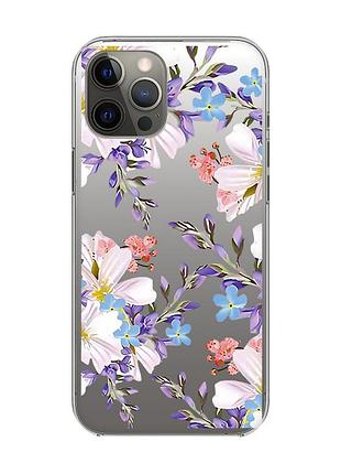 Прозрачный чехол на iphone 12 pro max :: цветочный рисунок (принт 272)