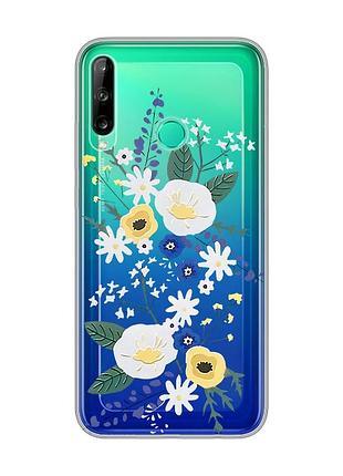 Прозрачный чехол для huawei р40 lite e / y7p :: цветы. акварель (принт 271)