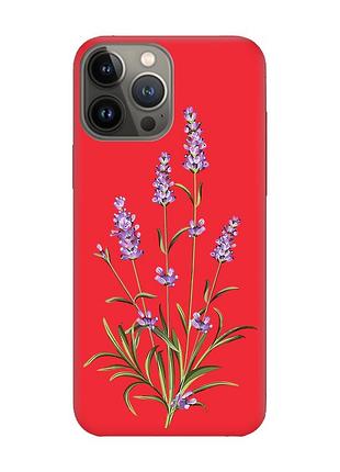Матовий чохол з червоними боками на apple iphone 13 pro :: гілочки лаванди (принт 266)