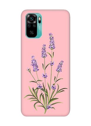 Матовий чохол з рожевими боками на xiaomi redmi note 10/note 10s :: гілочки лаванди (принт 266)