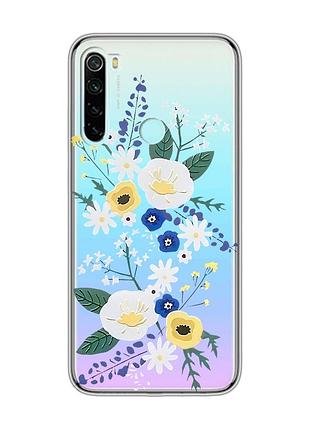Прозрачный чехол на xiaomi redmi note 8 :: цветы. акварель (принт 271)